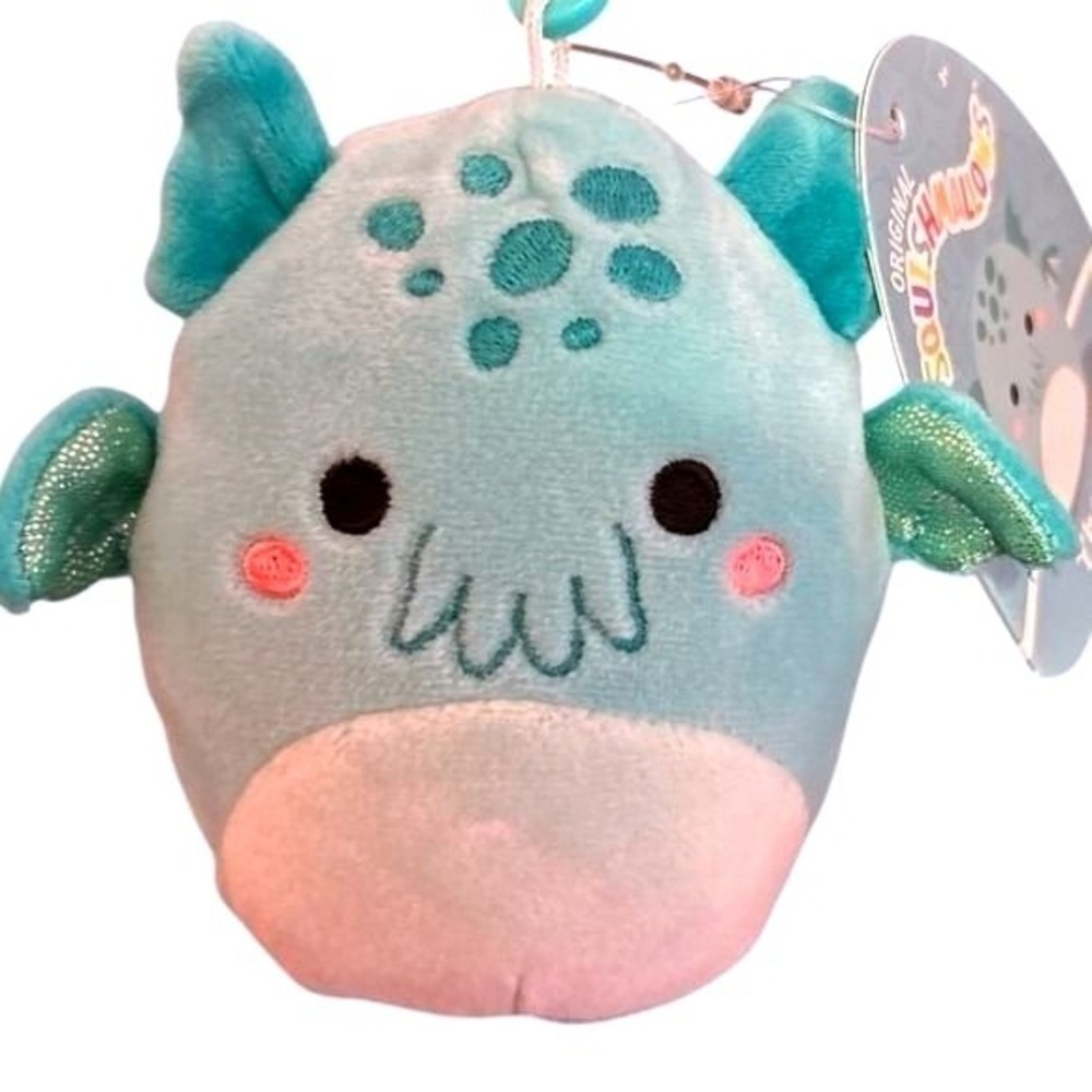 Squishmallows Theotto the Cthulhu Bag Clip Teal & White Squad Newbie S3